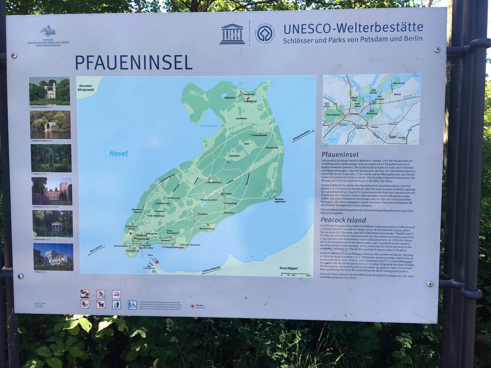 Mapa de la isla de los Pavos Reales.
