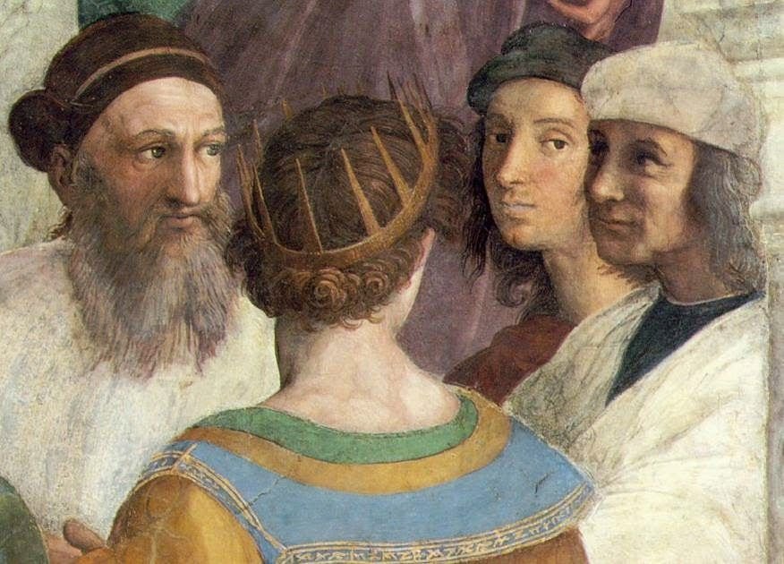 Detalle de la pintura La escuela de Atenas